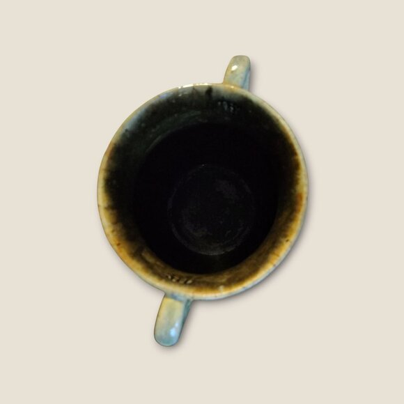 Handcrafted Two-Handled Pottery Vase 7.5"H X 8" Glazed Finish Unique Art Decor - Picture 5 of 9